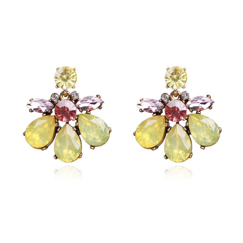 1 Pair Simple Style Flower Plastic Rhinestone Women's Drop Earrings
