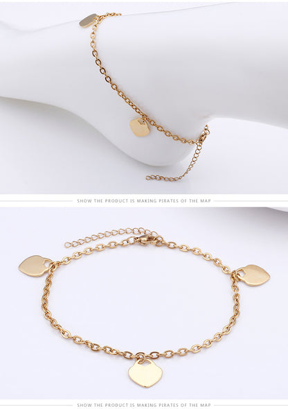 European And American Fashion Simple Sexy Heart-shaped Peach Heart Anklet Wholesale