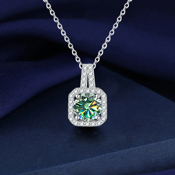 925 Silver Plating Inlay Geometric Moissanite Necklace
