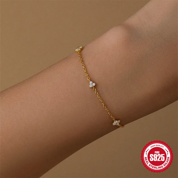 925 Sterling Silver Cable Chain Bracelets IG Style Simple Style