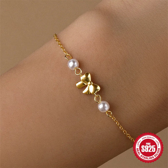 925 Sterling Silver Cable Chain Bracelets Simple Style