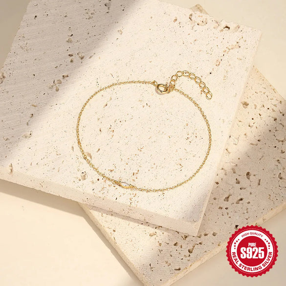 925 Sterling Silver Cable Chain Bracelets Simple Style