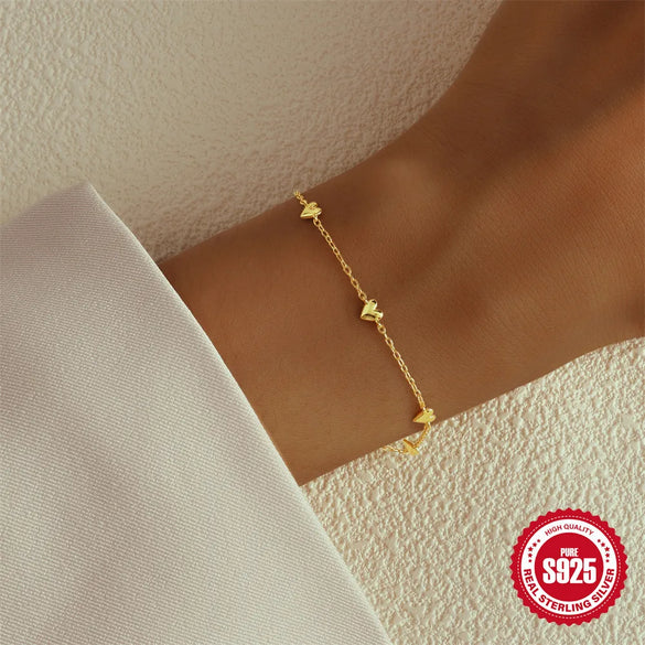 925 Sterling Silver Cable Chain Bracelets Simple Style