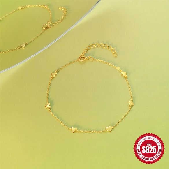 925 Sterling Silver Cable Chain Bracelets Simple Style