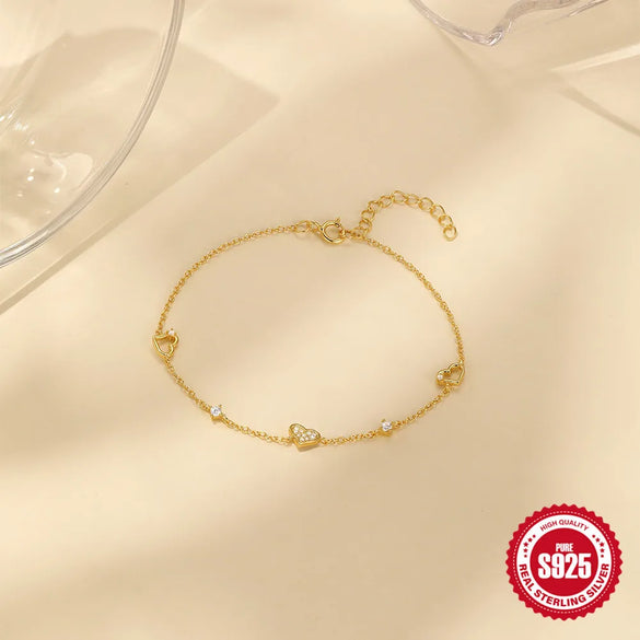 925 Sterling Silver Cable Chain Bracelets Simple Style