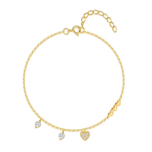 925 Sterling Silver Cable Chain Multi Charms Bracelet Bracelets IG Style Simple Style