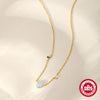 925 Sterling Silver Opal Zircon Cable Chain Plating Geometric Necklace