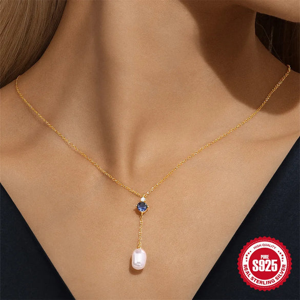 925 Sterling Silver Plastic Beads Zircon Cable Chain Plating Inlay Geometric Pendant Necklace