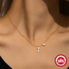 925 Sterling Silver Zircon Cable Chain Plating Cross Flower Multi Charms Necklace