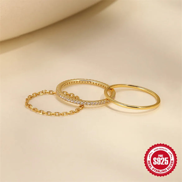 925 Sterling Silver Zircon Geometric Rings 925 Sterling Silver Rings