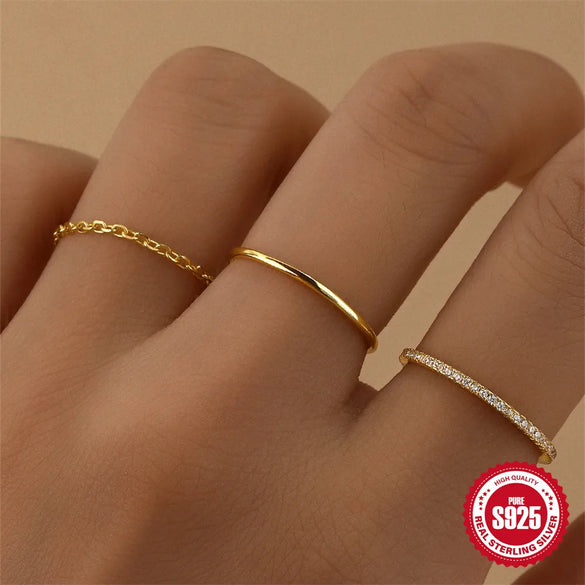 925 Sterling Silver Zircon Geometric Rings 925 Sterling Silver Rings