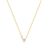 925 Sterling Silver Zircon  Pearl Plating Inlay Geometric Necklace