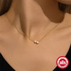 925 Sterling Silver Zircon  Pearl Plating Inlay Geometric Necklace