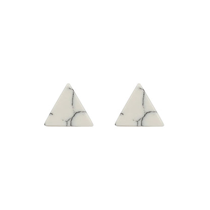 New Korean Simple Marble Black  White Turquoise Wild Round Triangle Earrings For Women