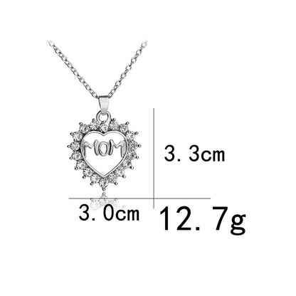 Chain Clavicle Chain Love Diamond Inlay Mother's Day Gift Hot Sale Accessories Wholesale Nihaojewelry