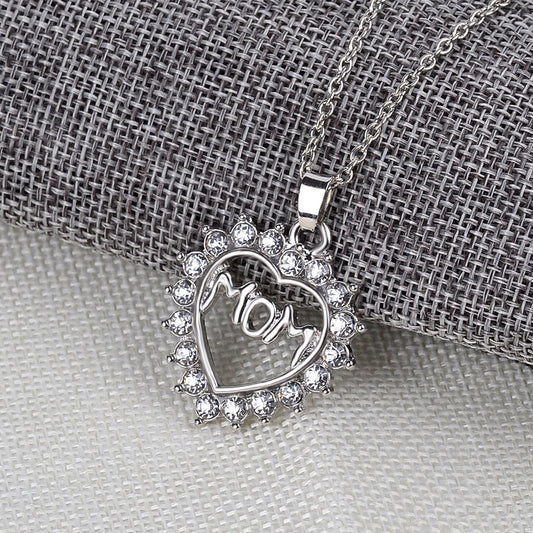 Chain Clavicle Chain Love Diamond Inlay Mother's Day Gift Hot Sale Accessories Wholesale Nihaojewelry
