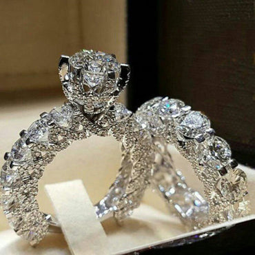 Fashion Full Diamond Copper Ladies Engagement Wedding Ring