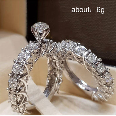 Fashion Diamond Round Zircon Engagement Ladies Alloy Ring Jewelry Wholesale