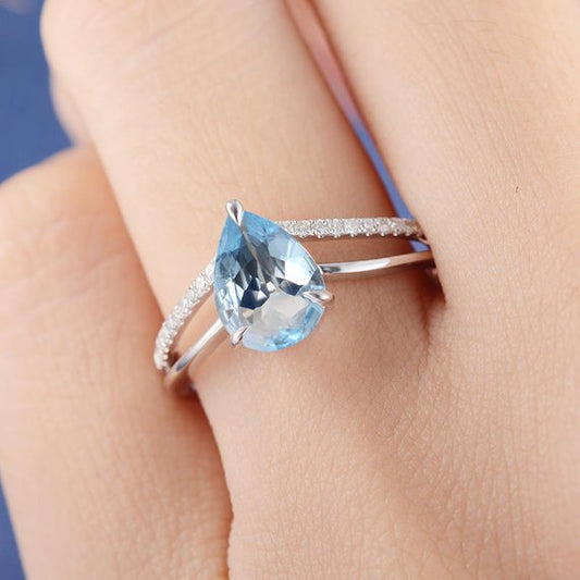 Fashion Geometric Alloy Inlaid Sapphire Cross Couple Rings