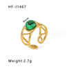 Basic Vintage Style Round Stainless Steel Plating Inlay Natural Stone 18k Gold Plated Open Rings