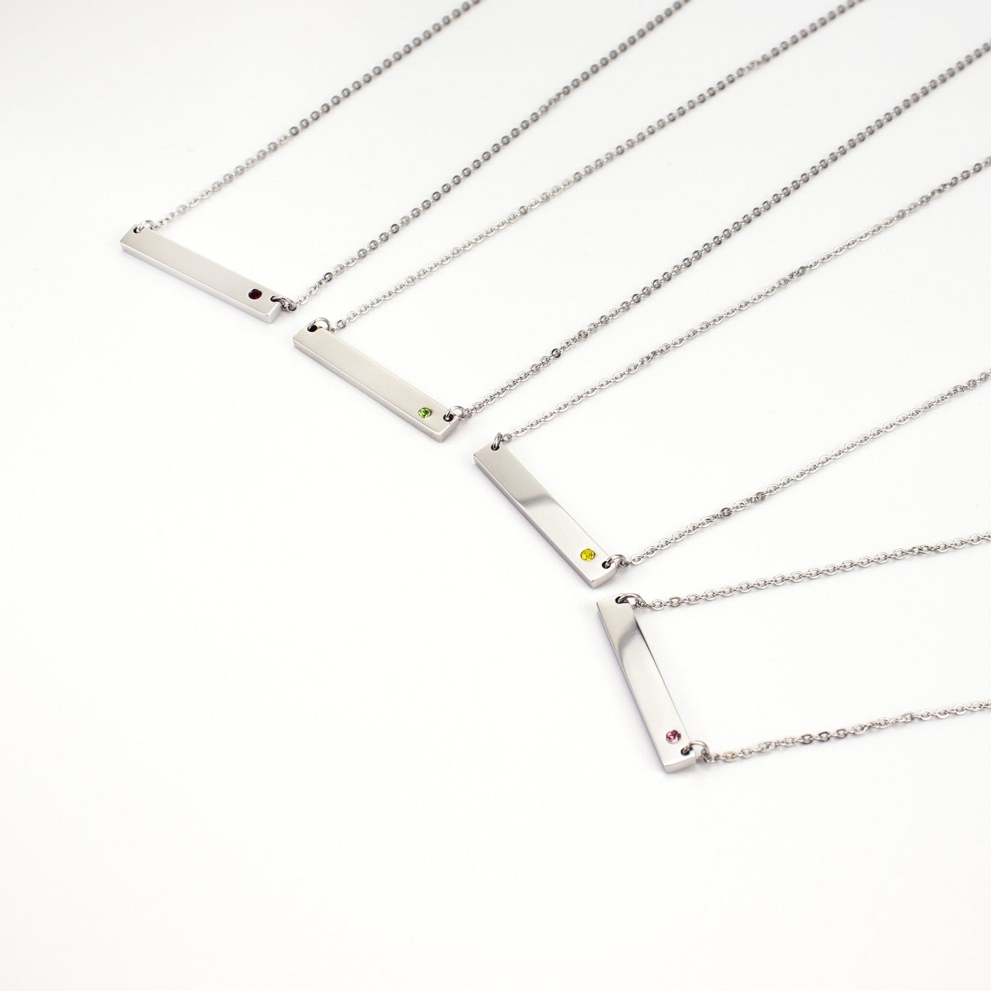 60 pc Stainless Steel Birthstone Bar Necklace Set & Display / BND0011