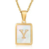 Casual Commute Letter Stainless Steel Plating Inlay Shell 18k Gold Plated Pendant Necklace