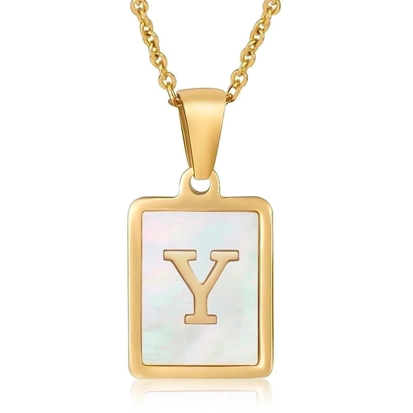 Casual Commute Letter Stainless Steel Plating Inlay Shell 18k Gold Plated Pendant Necklace