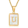 Casual Commute Letter Stainless Steel Plating Inlay Shell 18k Gold Plated Pendant Necklace