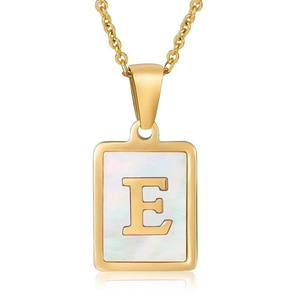 Casual Commute Letter Stainless Steel Plating Inlay Shell 18k Gold Plated Pendant Necklace