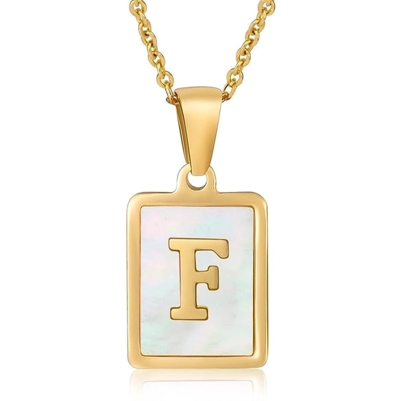 Casual Commute Letter Stainless Steel Plating Inlay Shell 18k Gold Plated Pendant Necklace
