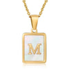 Casual Commute Letter Stainless Steel Plating Inlay Shell 18k Gold Plated Pendant Necklace