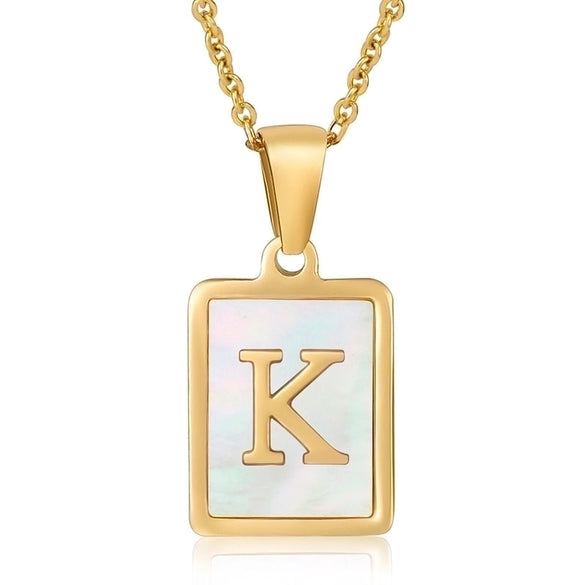 Casual Commute Letter Stainless Steel Plating Inlay Shell 18k Gold Plated Pendant Necklace