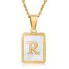 Casual Commute Letter Stainless Steel Plating Inlay Shell 18k Gold Plated Pendant Necklace