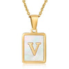 Casual Commute Letter Stainless Steel Plating Inlay Shell 18k Gold Plated Pendant Necklace