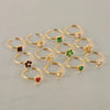 Casual Cute Square Heart Shape Flower Stainless Steel Plating Inlay Zircon 18k Gold Plated Open Ring
