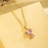 Casual Elegant Cross Heart Shape Flower Stainless Steel Titanium Steel Plating Inlay Zircon 18k Gold Plated Gold Plated Pendant Necklace