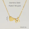 Casual French Style Letter Heart Shape Stainless Steel Plating 18k Gold Plated Pendant Necklace