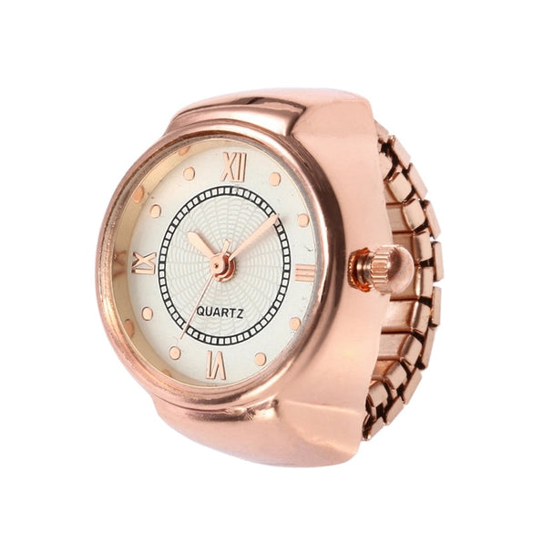 Casual Novelty Round Single Folding Buckle Ring Table Quartz Women's Watches