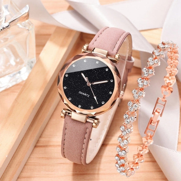 Casual Round Buckle Quartz Women's Watches
