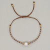 Casual Simple Style Round Artificial Crystal Freshwater Pearl Beaded Drawstring Braid Bracelets