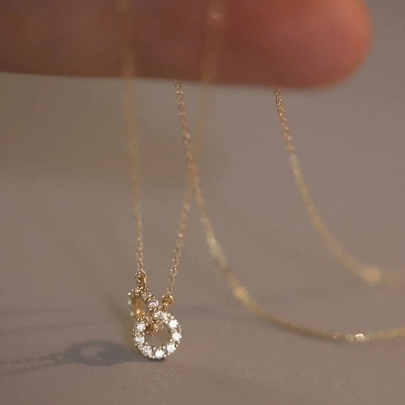 Commute Round Sterling Silver Plating Inlay Artificial Gemstones 14k Gold Plated Pendant Necklace