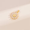 Cute Handmade Shiny Sunflower Leaves Heart Shape Brass 18k Gold Plated Zircon Charms In Bulk