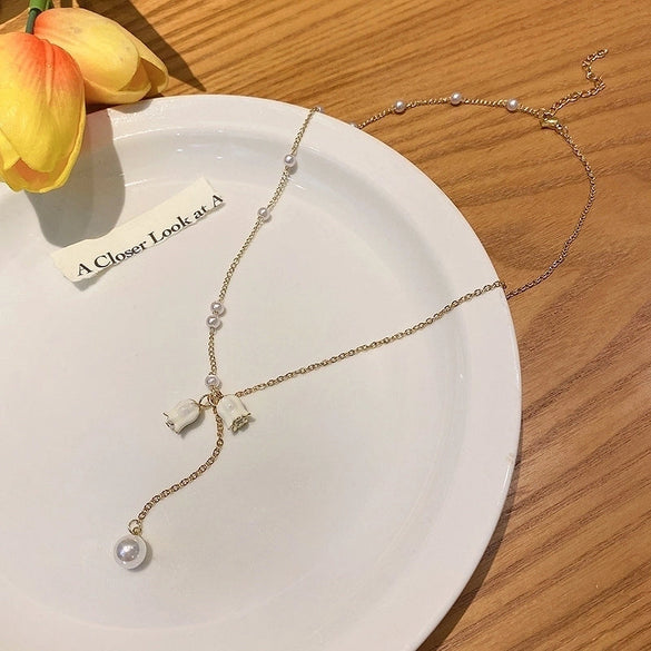 Elegant Geometric Titanium Steel Necklace Plating Zircon Stainless Steel Necklaces