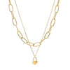 Fashion Hip-hop Heart-shaped Titanium Steel Thick Chain Double-layer Clavicle Chain