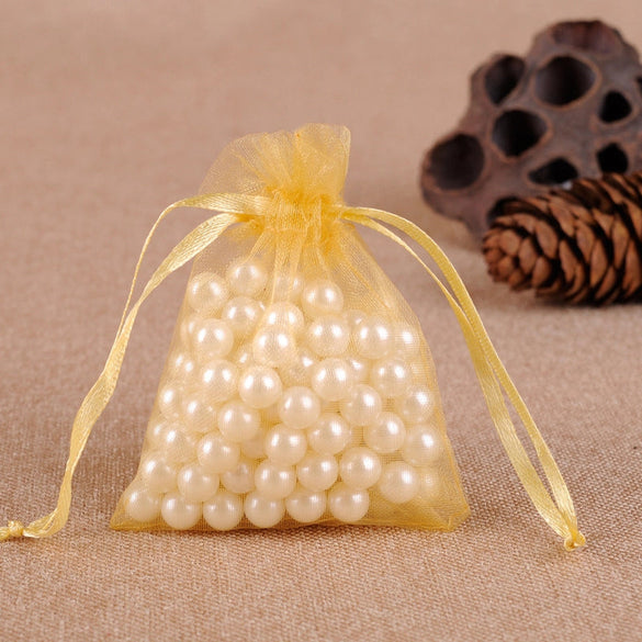 100 Pcs Fashion Solid Color Organza Drawstring Jewelry Packaging Bags 1 Piece