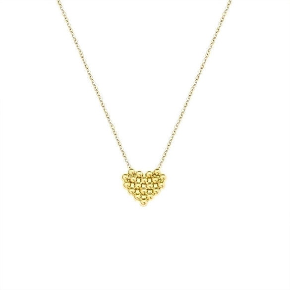 Gold Cute Peach Heart Bead Necklace Titanium Steel Material Gold Plated Non-fading Wholesale