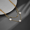 Hip-hop Vintage Style Butterfly Daisy Titanium Steel Layered Plating 18k Gold Plated Pendant Necklace