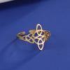 Hot Selling Product Titanium Steel Cut Hollow Single Layer Witch Knot Ring 304 Material Stainless Steel Open Adjustable Ring