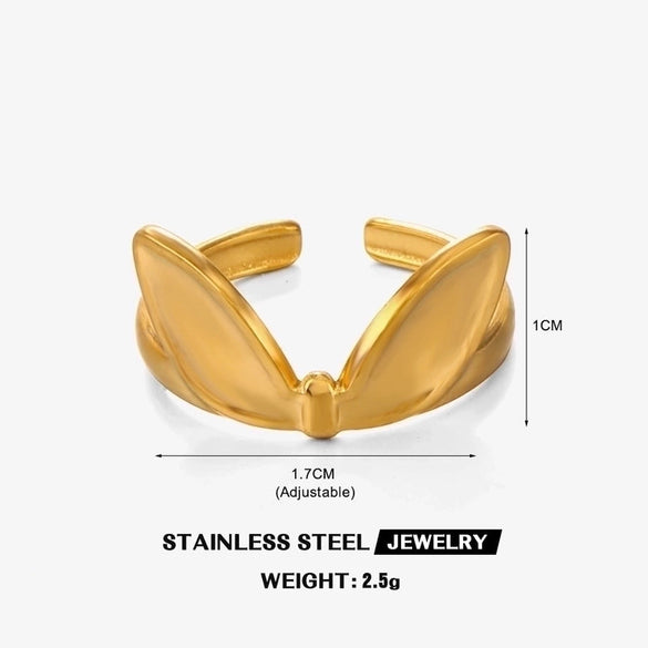 Ig Style Heart Shape Butterfly Stainless Steel Plating 18k Gold Plated Open Rings