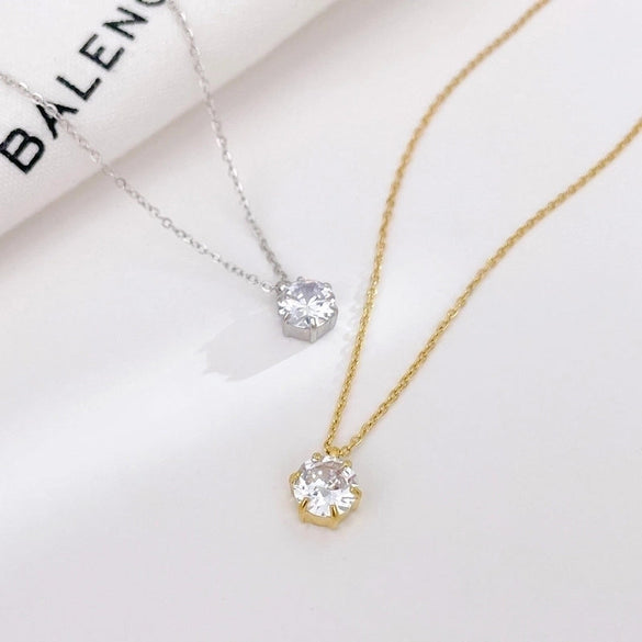 Ig Style Simple Style Round Stainless Steel Plating Inlay Zircon White Gold Plated Gold Plated Pendant Necklace